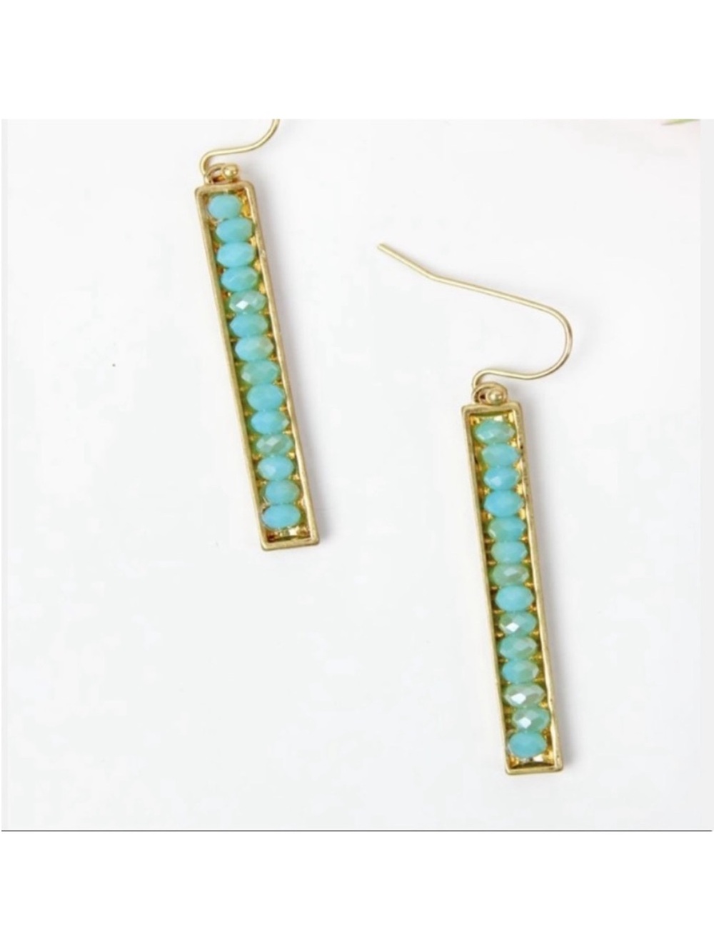 CLOSET CLEAR OUT! Turquoise Vertical Bead Bar Earrings